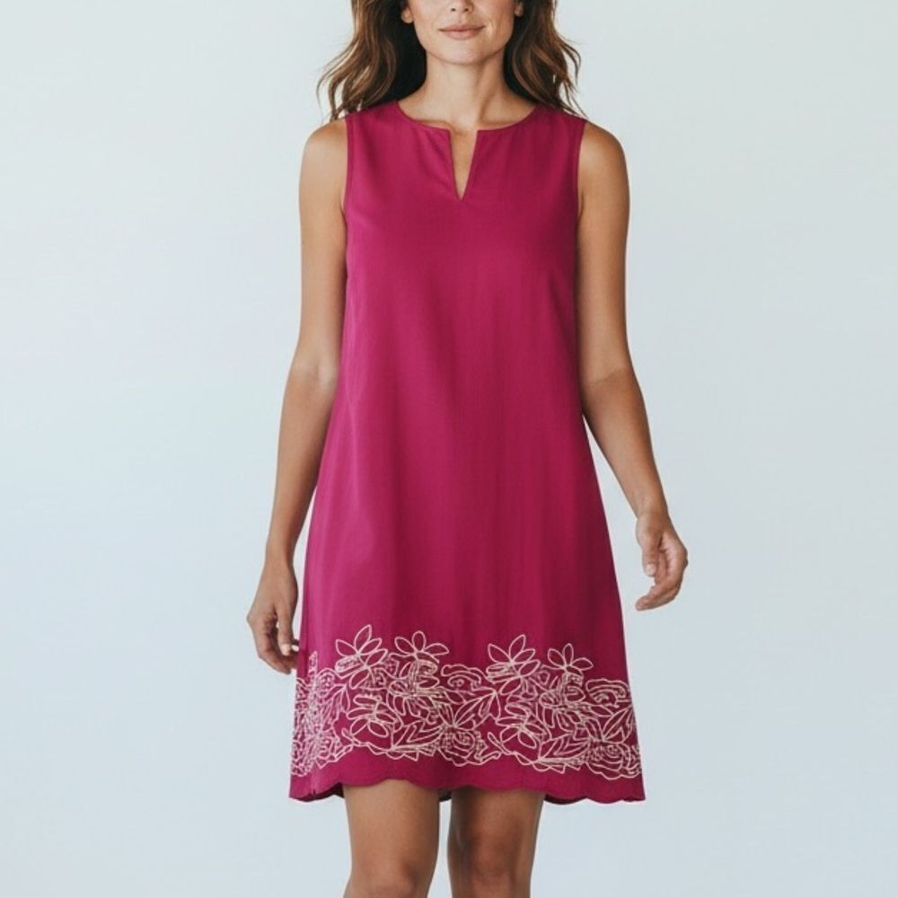 Jaclyn Smith Anniversary Collection Pink Embroidered Sleeveless Dress in Size M